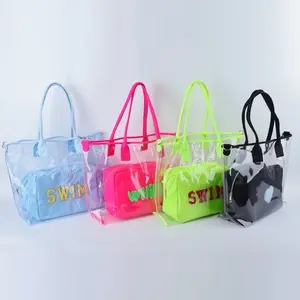 LeBooie Boutique Women's X-Large PVC Transparent Clear Tote Bag - Stadium-Approved, Durable Plain Design, Multifunctional Portable, Casual Trendy, Multiple Colors, Ideal for Everyday Use, Casual Trendy Bag
