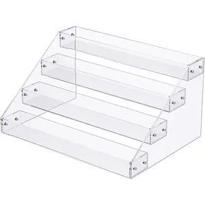 Acrylic Display Risers,12 inch 4 Tier Clear Display Shelf, Perfume organizer Stand, Makeup Display Stands, Cupcake Stand Holder,Dessert Shelves, Riser Stand for Figures, Acrylic Shelves for Display