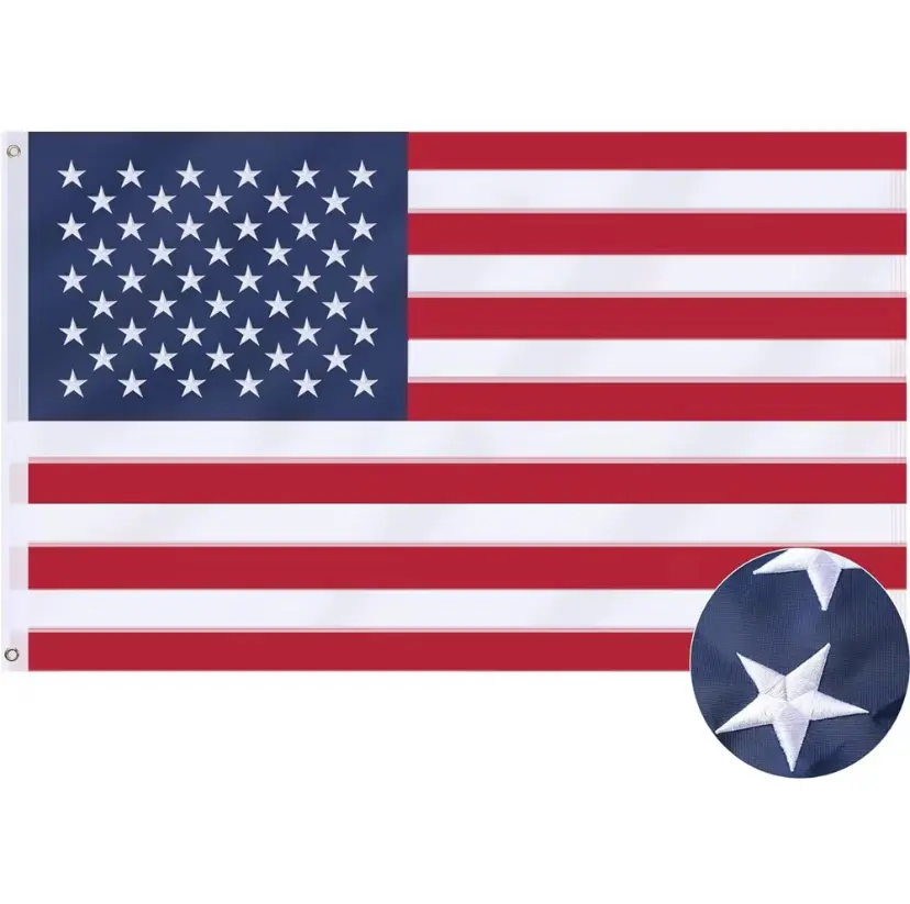 3*5 US American Flag Outdoor QualityMade USA Flag Embroidered Stars StitchedStripe US Flags, Heavy Duty Nylon with BrassGrommets for House Decor Gift DecorationWaterproof Hanging Banners Ornaments
