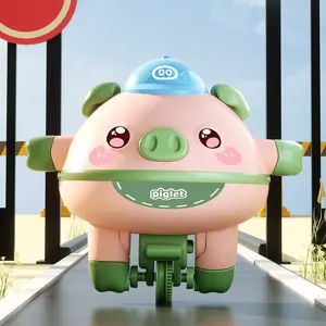 Balance pig unicycle (1 set), walking wire spinning top, children's puzzle and stress relief toy, Fidget Relief, cute and interesting balance pig tumbler, novel and creative toy gift, Stress Relief Model (bring three 5-battery packs)
