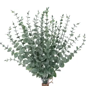 24pcs Eucalyptus Stems Artificial Eucalyptus Leaves Fake Greenery Branches Fake Flowers for Wedding Centerpiece Spring Easter Farmhouse Home Decoration Artificial Faux Greenery Plastic Flower Decoration