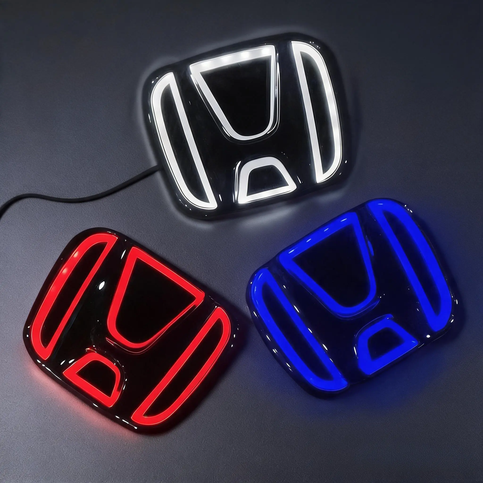 LED Rear Emblem Light for Honda Civic Accord CR-V Odyssey Fit HR-V - 5D Illuminated Badge, Waterproof Plug & Play Logo Lamp (White/Blue/Red)