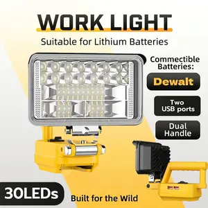 LED Spot Light, Cordless LED Lamp, 4 Inch, Fits 20max Battery, Dual USB Charging, Emergency Flashlight, Camping, Car Repair, Outdoor Fishing, Portable Working Lights
