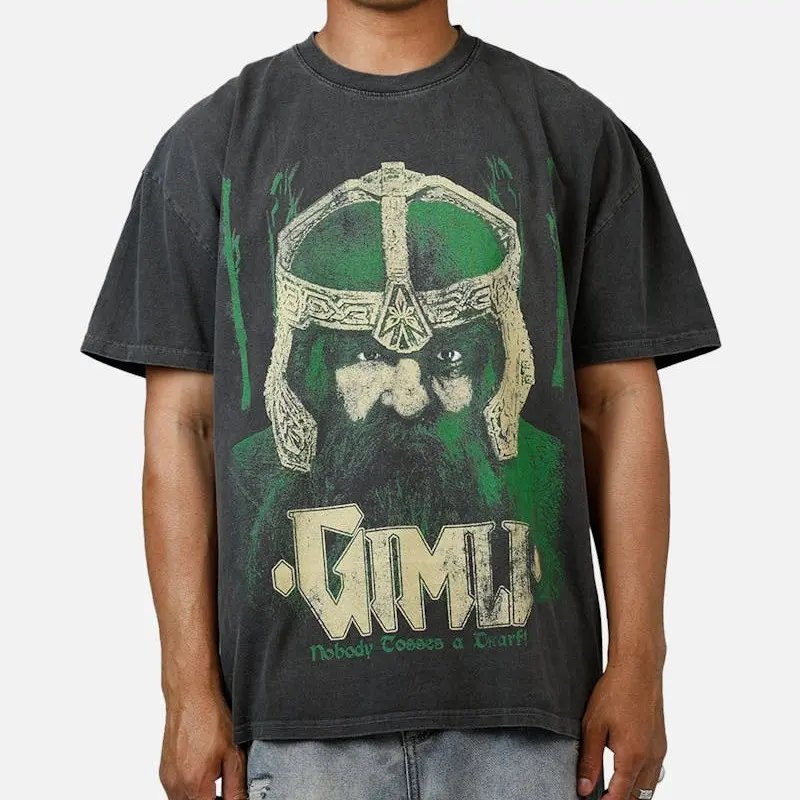[Sale Up To 42%] Lord Of The Rings Gimli Toss Graphic Tee, Vintage Fantasy Movie T-Shirt for LOTR Fans, Y2K Streetwear Summer Outfits Men, Unisex Gifts for Classic Film Lovers, Middle Earth Inspired Aesthetic Merch, Retro 90s Graphic Menswear