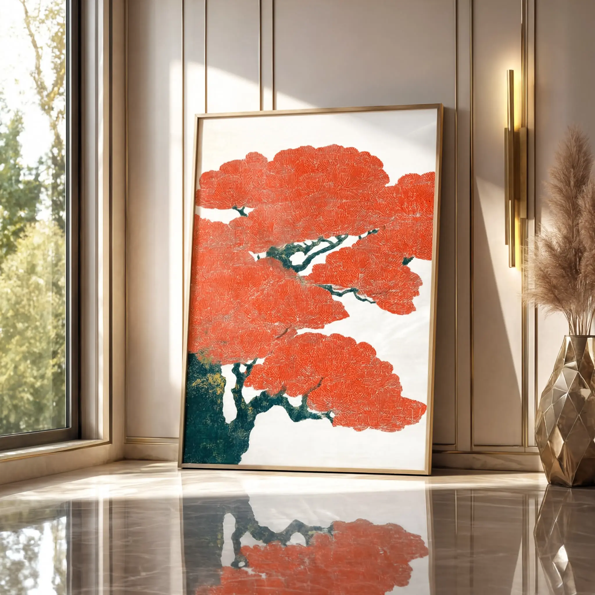 Vintage Bonsai Tree Wall Art Japanese Woodblock Print Asian Zen Home Decor