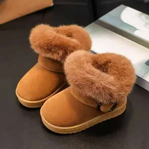 New[Girls' Winter Comfort Boots] Soft Fabric Lining, Durable Rubber Sole Girls' Winter Comfort Boots |             Slip-On Round Toe, Casual & Preppy Style, Perfect for Outdoor & Casual Attire, Minimalist Design