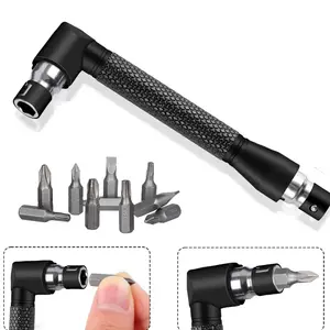 17-Piece Flexible Drill Bit Extension Set Tool, Includes 3 Rotating Socket Adapters, 2 Right Angle Drill Bits, 10 Short Screwdriver Bits
