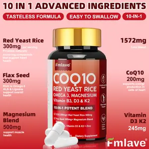 Fmlave COQ10 | With  200mg CoQ10 & 300mg Red Yeast Rice | Supports Heart & Vascular Health, Relieves Muscle Discomfort, Boosts Energy & Vitality | Ideal for Fitness Enthusiasts, Overtime Workers, Seniors | 60 Capsules, Easy-to-Absorb