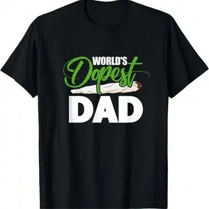Men's 100% Cotton Short-Sleeve Casual T-Shirt - Top Comfortable Fabric, Funny "World's Dopest Dad" Fathers Day Gift
