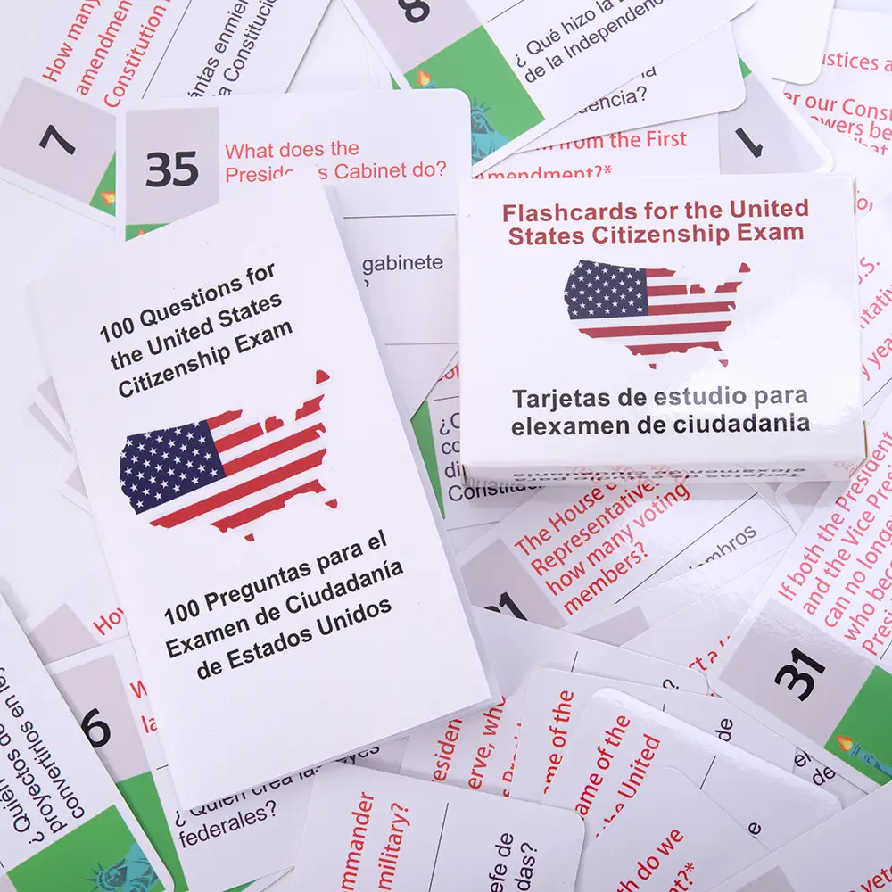 【2025 New Release】U.S. Civics Test Flash Cards Combo Set with Bilingual Booklet -- English/Spanish