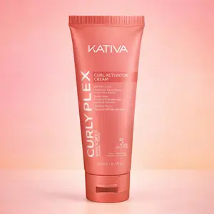 Kativa Curly Plex Curl Activator Cream 240ml – Lightweight Leave-In for Defined Waves & Curls with Nano-Bond Complex, Shea Butter & Linseed Oil
