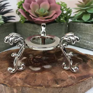 Scroll Sphere Stand Large Silver Metal Fits Spheres 25-90mm Size 7x7x4cm Decorative Display Holder
