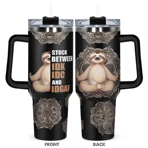 Sloth Pattern Tumbler with Lid, 1 Count  40oz  Stainless Steel Water Bottle, Insulated and Durable Water Cup for Birthdays, Holidays, Gift for Family, Friends, Coworkers, Drinkware