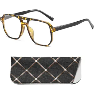 Aviator Reading Glasses for Women Men Oversized Retro Blue Light Blocking Readers with Spring Hinge