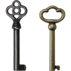 KY-2AB and KY-3AB Hollow Barrel Antique Brass Skeleton Keys for Vintage Furniture and Locks