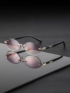 Unisex Metal Oval Frameless Vintage Eyeglasses, Elegant Lightweight Fashion Glasses for Daily Wear, Vacation, Parties, Driving