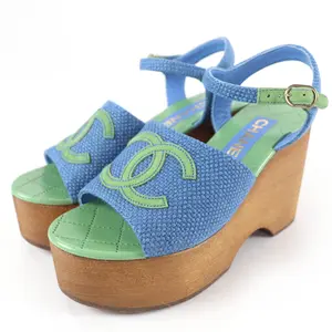 Pre-owned CHANEL Others Small Leather Goods COCO Mark Wedge Sandals