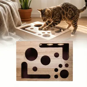 Interactive Cat Scratching Puzzle Box, Customizable Enrichment Toy, Hidden Snacks & Catnip, Durable Sandpaper Surface, Indoor Cat Nail Care, Scratcher Board