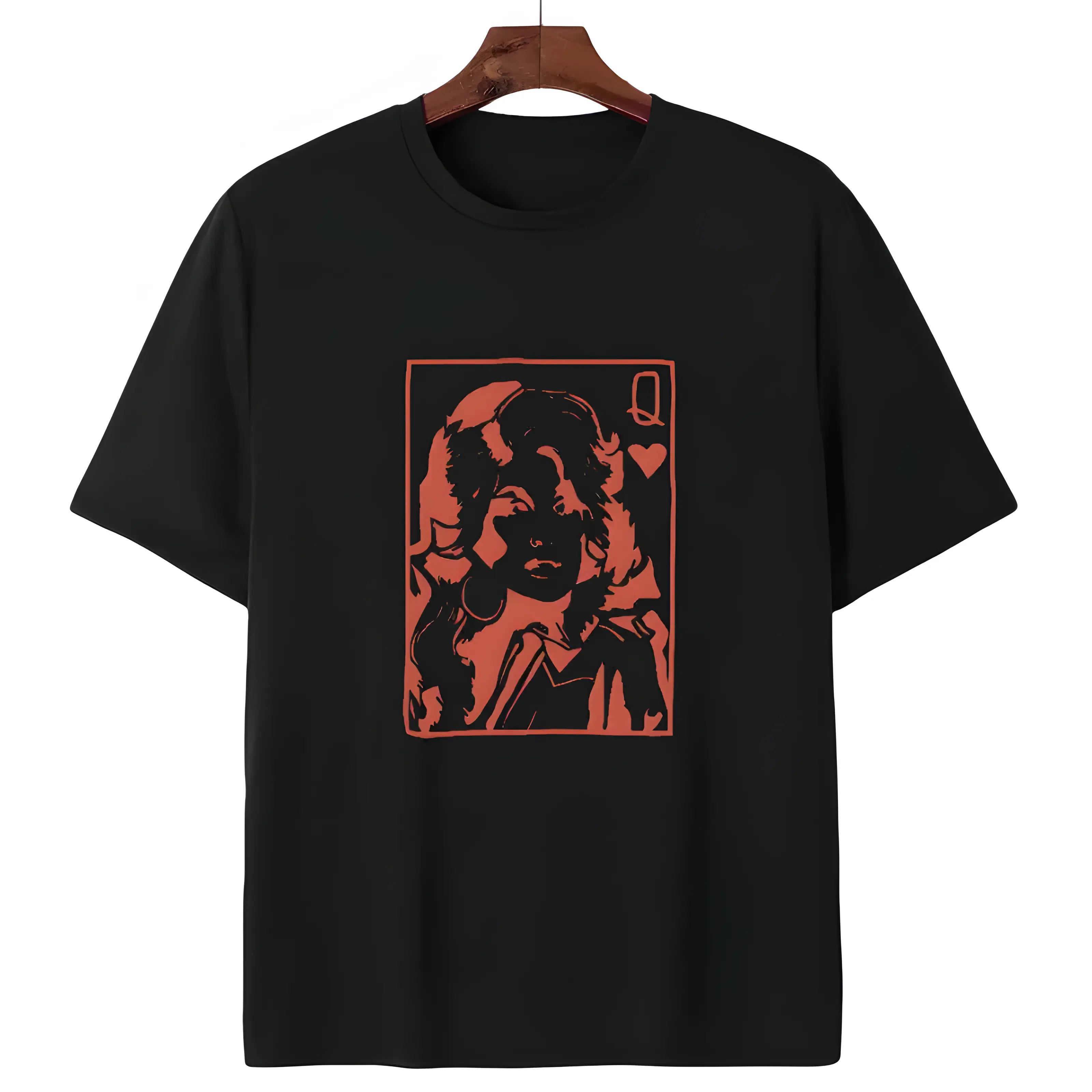 Unisex Graphic T-Shirt Red Queen of Hearts Design, Versatile Casual Everyday Top for Men Women, Bold Black Elegant Statement Apparel, US Printed & Shipped