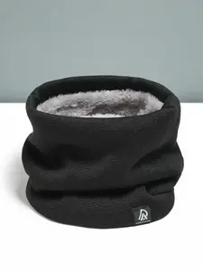 Unisex Fall Winter Windproof Knit Scarf, Thick Fleece Lined Neck Warmer, Casual Outdoor Cycling Skiing Accessory
