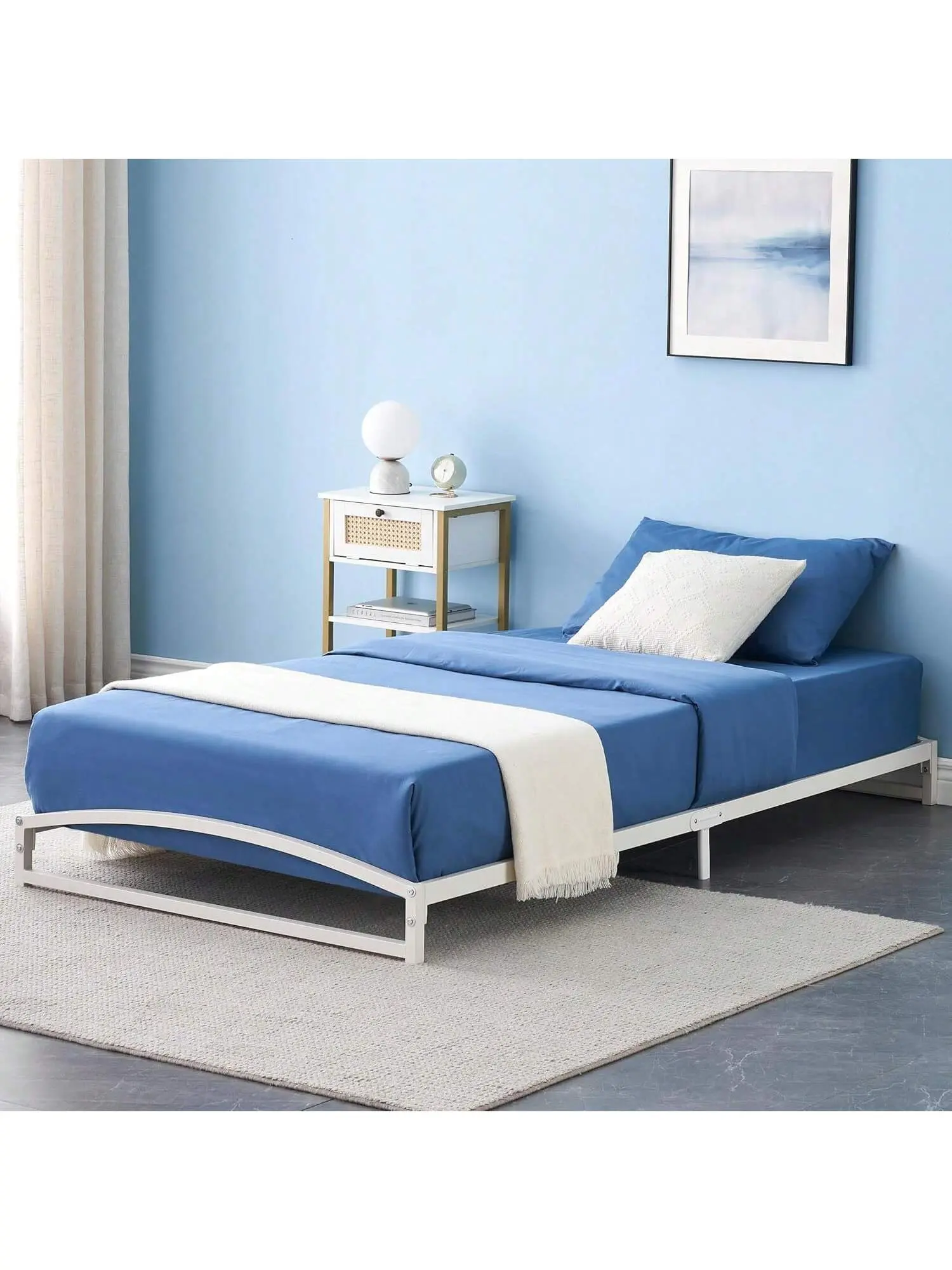 Gaomon 6" Off the Ground Modern King Metal Twin Bed Frame - Heavy-Duty Steel Slats Mattress Foundation, No Box Spring Needed, Assembly Required, Arch Shape, Bedroom Furniture Decor, Modern Bed Frame