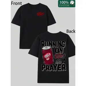 Refreshing Dr Pepper Inspired Cotton T Shirt With Breathable Fabric For Summer Comfort Round Neck Casual Comfy Fashion Shortsleeve