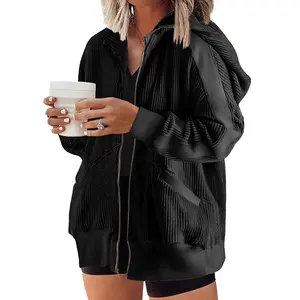 Eytino Womens Plus Size Long Sleeve Zip Up Oversized Casual Hoodies Sweatshirt Jackets with Pockets(1X-5X)