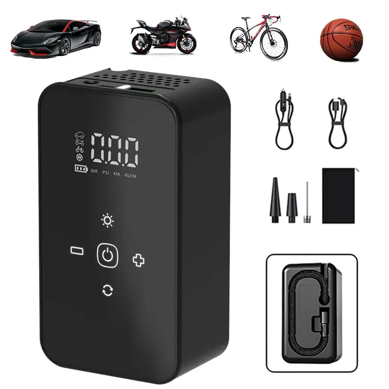 NeoAuto Portable Tire Inflator 150PSI High-Pressure with Smart ON/OFF Hose Design, Lightweight,150PSI Digital Display Air Pump with LED Lighting, Wireless USB-C Rechargeable fast inflation light vehicle other inflatables