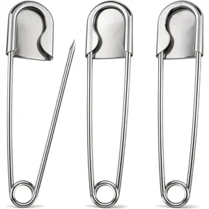Upgraded 5" Large 6PCS Extra Heavy Duty Stainless Steel Silver Safety Pins for Clothes Leather Canvas Blankets Crafts Skirts Kilts