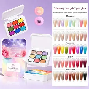 New spring & summer high-saturation 9-grid patting gel   100 mini patting cubes, dopamine gradient nail polish gel, free edge covering blush nail gel. Sponge clip tool for salon, ideal for blending, blush and gradient nail art
