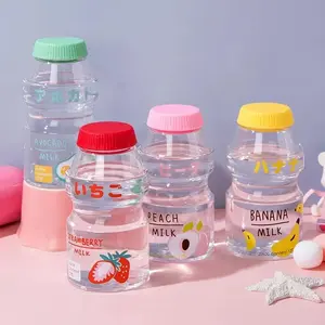 480ml Cute Yogurt Water Bottle Portable Plastic Travel Drinking Bottle Creative Milk Water Cup Carton Shaker Bottle For Kid Girl