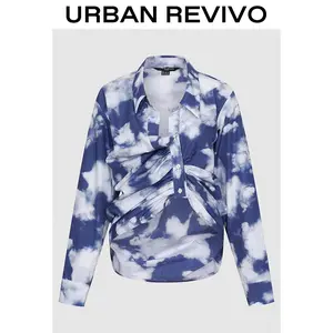 URBAN REVIVO Women's Printed Long Sleeve Blouse - UWJ250052 2025 Essential Trend Elegance Top, Versatile Casual Women's Clothes for Outfit Inspiration