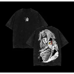 valentine shirts Jiraiya x Naruto Anime Double Printed Vintage Washed Tee Unisex Oversize Anime Manga Washed Heavyweight Cotton T-shirt Naruto Merch Jiraiya Fan V1