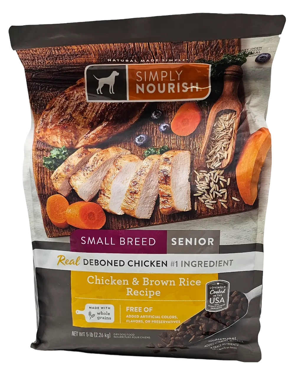 Simply Nourish Small Breed Senior Chicken and Brown Rice Dry Dog Food, 5 Pounds