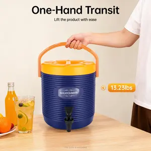 25L Insulated Beverage Dispenser with Faucet Stainless Steel Hot Cold Drink Dispenser for Parties Cafes Restaurants Keeps Temperature 24 Hours Blue