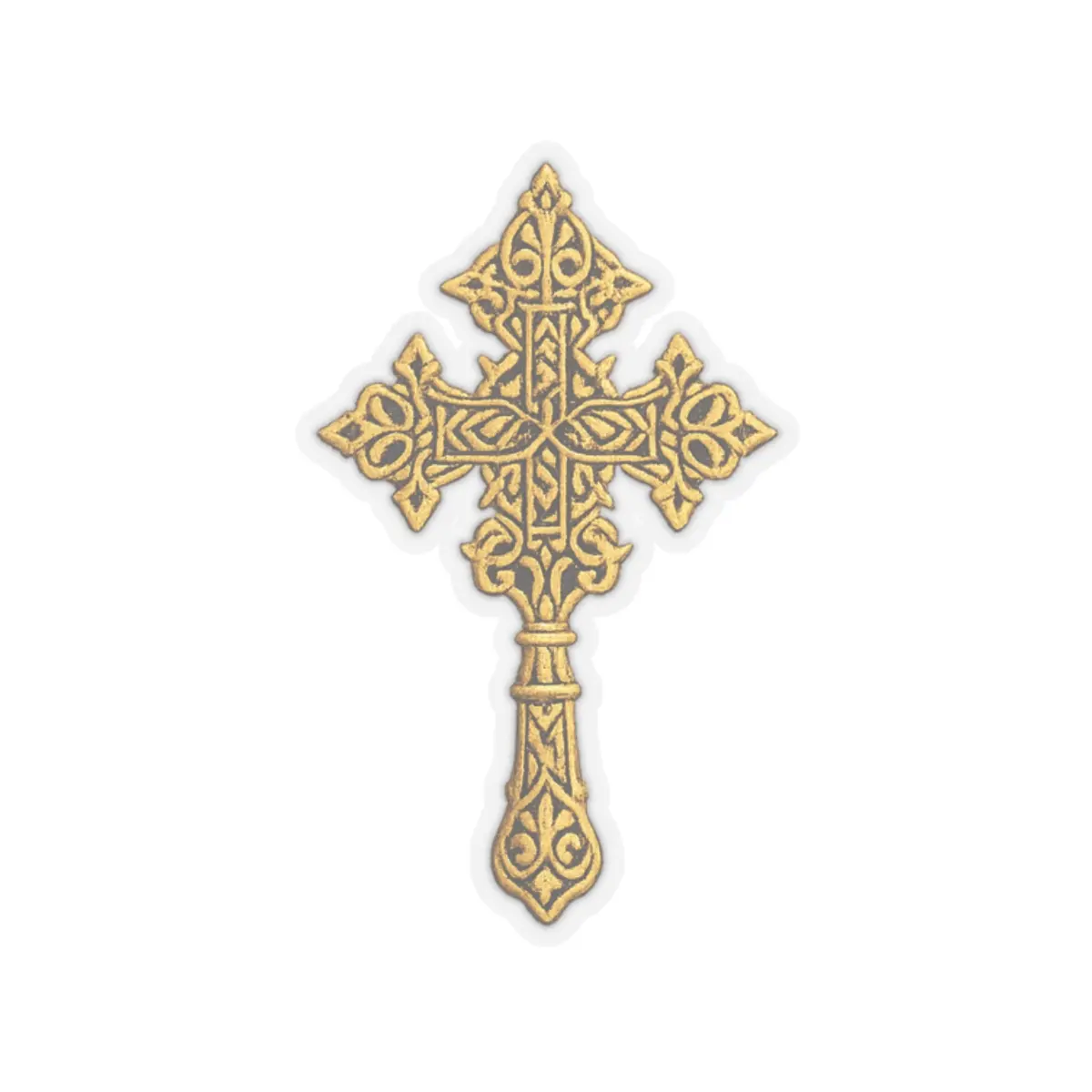 Ethiopian Orthodox Cross Sticker ✝️ | Gold Faith Design