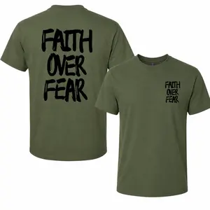 TRENZ SHIRT COMPANY Men's Faith Over Fear Short-Sleeve Christian Inspirational Graphic T-Shirt - Front & Back Print