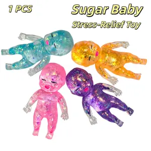 Glitter Soft Gel Baby Squishing Toy, Slow Rebound Stress Relief, Soft Squishy Sensory, Sensory Calm Tool, Anxiety Relief, Fun Desk Decor, Unisex