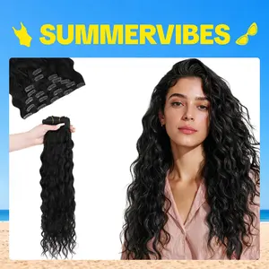 GOO GOO Hair Extensions Elf Curl Clip in Human Hair Extensions, 7pcs/9pcs 18-24inch curly hair，Elf Curl Clip in Human Hair Double Weft Natural Curl Hair Full Head for Women#Summervibes