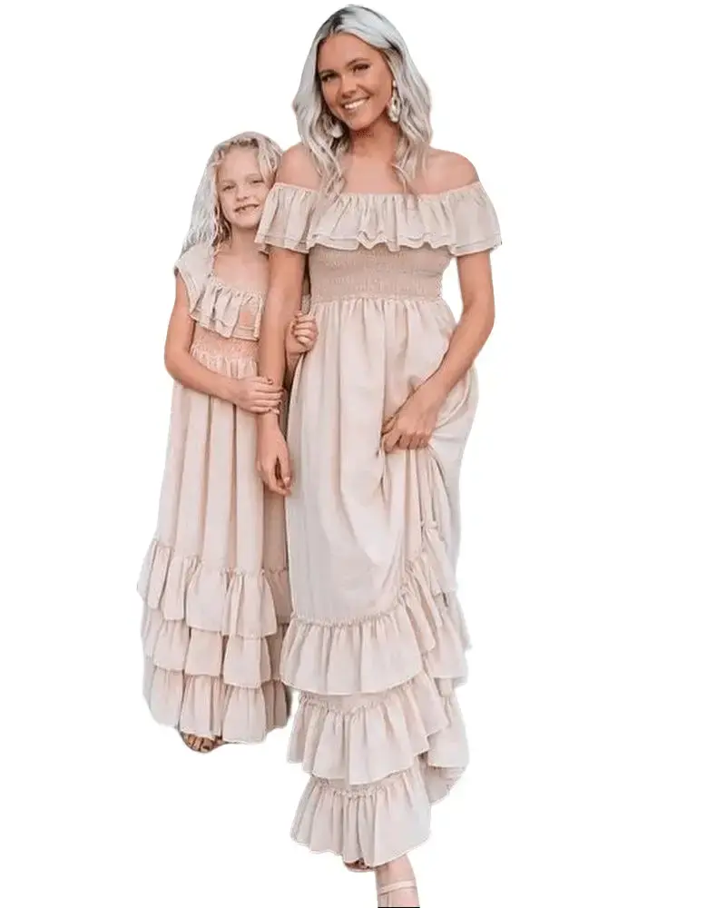 Women's Casual Ruffle-Fabric Nellie Maxi Dress - Champagne