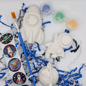 Paint your own plaster art kit, kids crafts, party favors, space theme