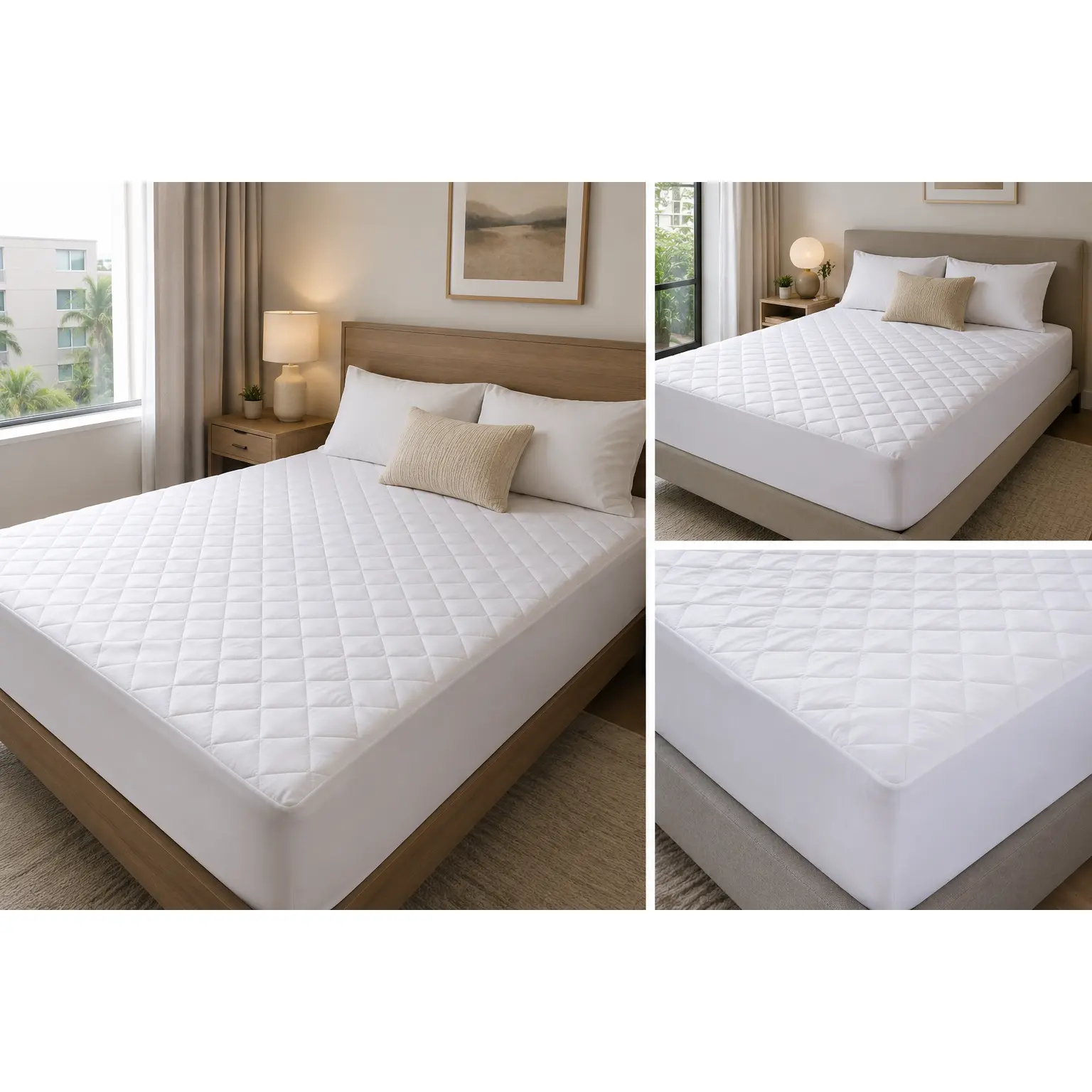 NOVASTILE Queen Mattress Pad - 60x80 in Lightweight 100% Soft Polyester Microfiber Quilted Fitted Topper, 100 GSM, 16 in Deep Pocket, Breathable, Machine Washable, Suitable for All Ages, Cold Wash, Machine Wash Cold On A Gentle Cycle; Tumble Dry On Low Or