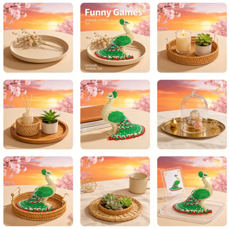 Creative Peacock 3D Puzzle Building Block Ornament for Home and Office Decor, Ideal Gift for All Occasions, Perfect for Party and Living Room Display