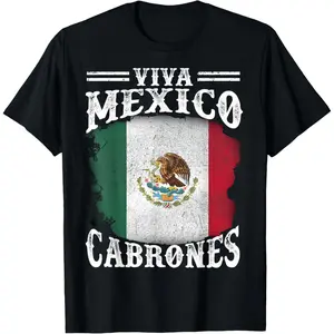 Mexican Flag Viva Mexico Cabrones Independence Day Pride T-Shirt Casual Tops Streetwear Classic Vintage Basics Street Unisex T-shirts Size S-5XL