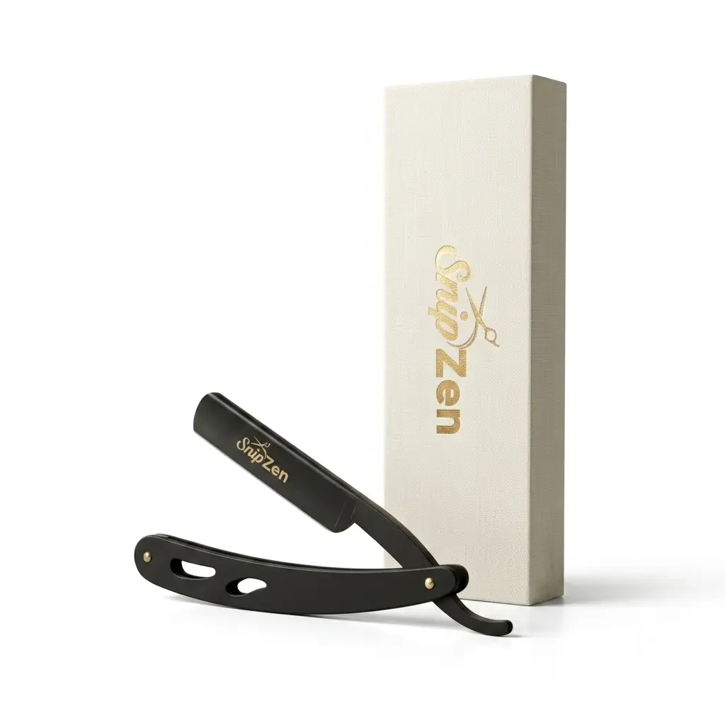 SnipZen Professional Straight Edge Razor - Classic Matte Black Barber Straight Razor for Men's Shaving, Beard Edging & Precise Lineups (Gift Box Included) Traditional Storage Smooth Handle Durable Traditional