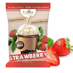 Fusion Select Strawberry Milk Bubble Tea Mix - Boba Flavored 3-in-1 Drink Powder with Cream & Sugar - Instant Pre-Mixed Beverage for Hot or Cold Blends & Frappes - 6 oz. Pack, Made in Taiwan