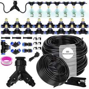 New Upgraded 787.4 inch 5/8 Mm Nozzle Atomizing Nozzle Double Outlet Faucet Interface Watering System, Atomization Cooling System 360 degrees, Suitable for Garden Irrigation Watering Vegetable Plant Spray Cooling