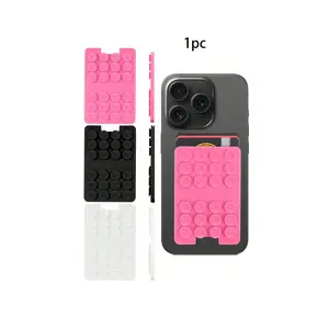 New Silicone Suction Cup Upgrade Card Holder, Square Single-Sided Phone Stand, Adhesive Case Stand for iPhone & Android