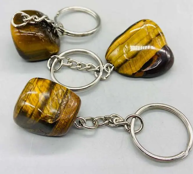 Tiger Eye Keychain — Tumbled Crystal for Courage &amp; Clarity on the Go