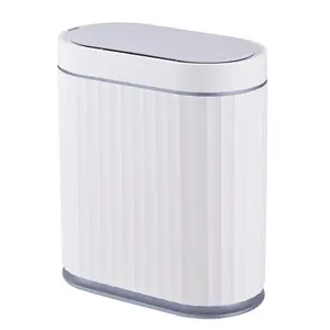 Sensor, AutomaticGarbage can, Slim Trash Bin with Lid, Intelligent Wastebaskets for Bedroom,, Office, White Grey